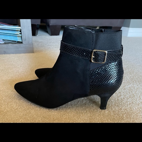 Massini Women’s Booties 6.5 M Diana Black Boots Snakeskin Suede Zipper - Picture 6 of 8